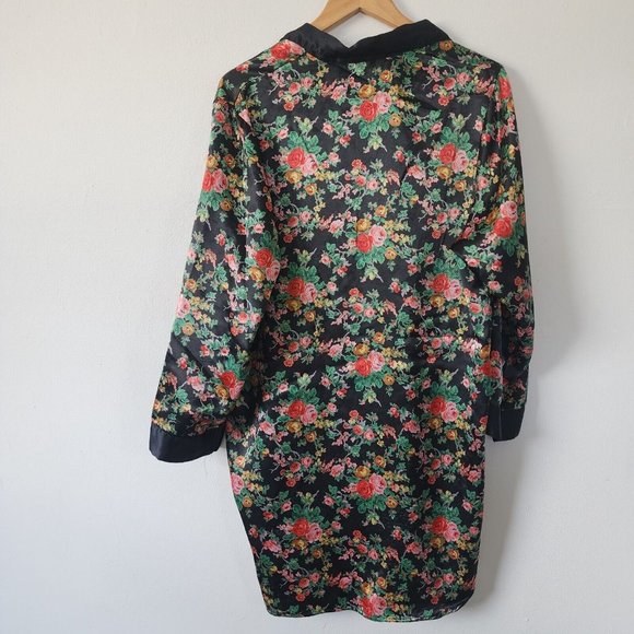 Victorias Secret Floral Sleep Shirt Black Gold Label Small - Picture 4 of 5